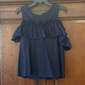 Blue cold shoulder top